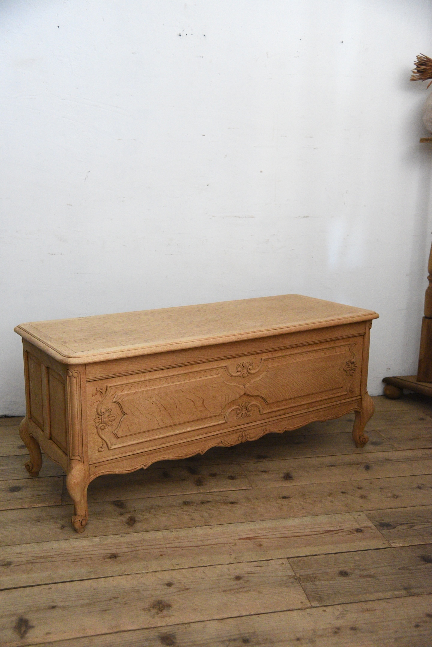 アンティーク　猫脚　剥離　トランク　ベンチ　フレンチ