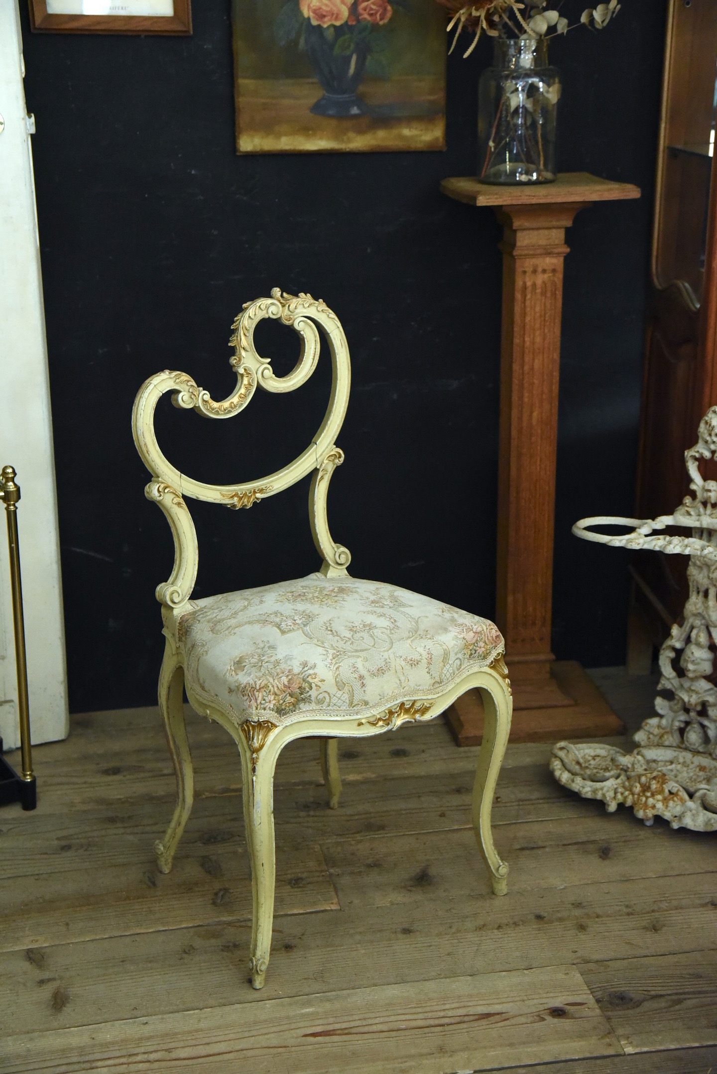 フレンチ　アンティーク　椅子　チェア　ペイント　ホワイト
