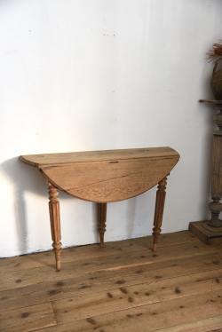 アンティーク　半円　エクステンション　テーブル　コンソール　飾り台　サイドテーブル　剥離　フレンチ