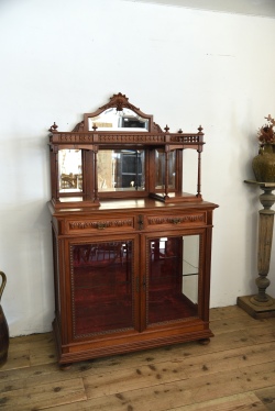 アンティーク　フレンチ　ガラスショーケース　ディスプレイキャビネット　店舗什器