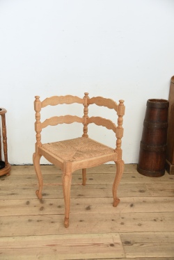 アンティーク　コーナーチェア　剥離　フレンチ　猫脚