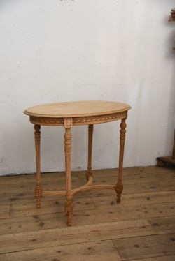 アンティーク　オーバル　テーブル　サイドテーブル　剥離　フレンチ