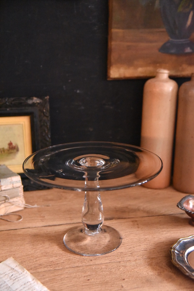 フランス アンティーク コンポート グラビュール ガラス フランス