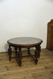 アンティーク　ガラストップ　ラウンド　コーヒーテーブル