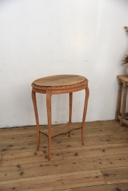 アンティーク　オーバル　サイドテーブル　花台　猫脚　フレンチ　剥離