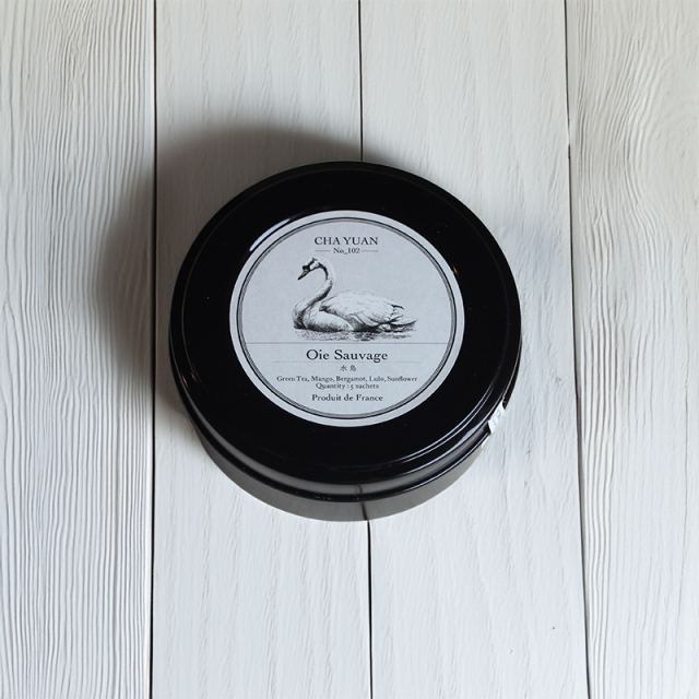 CHA YUAN TEABAG缶（水鳥）