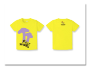 ベビーTシャツ小熊出没 きのこ イエロー