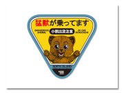 ウインドウステッカー 小熊出没 "猛獣が乗ってます"