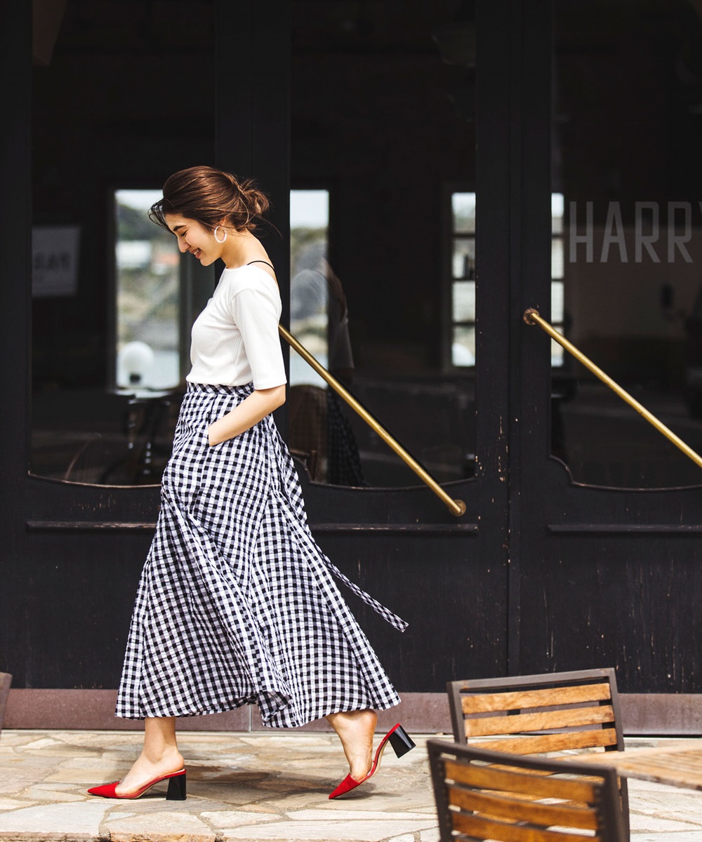 Hamaguchisisters ギンガムサッカー切替マキシスカート