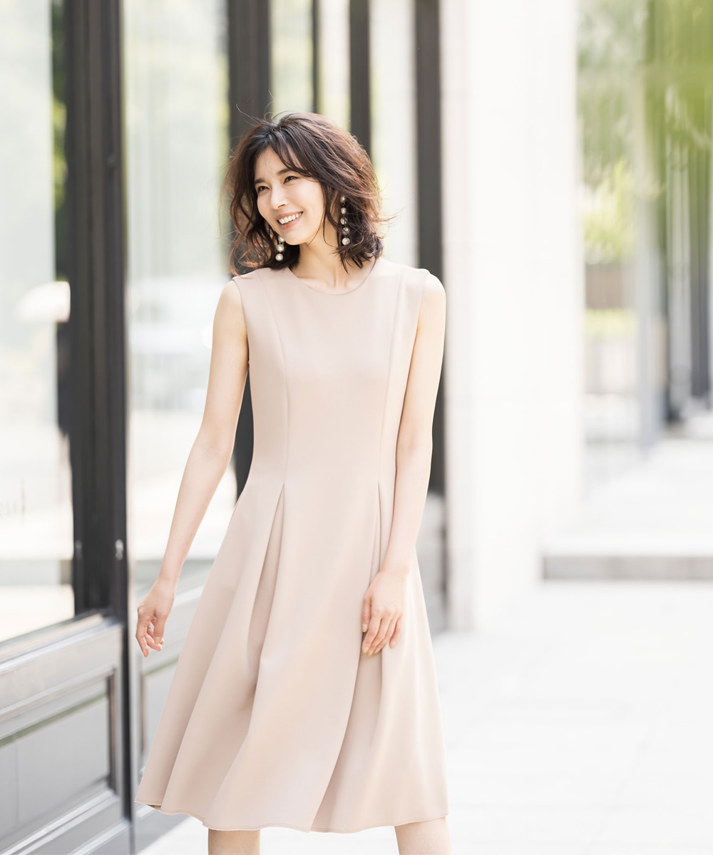 のあ シアー/前開き/夏ワンピ】コットンピンタックワンピース（マキシ