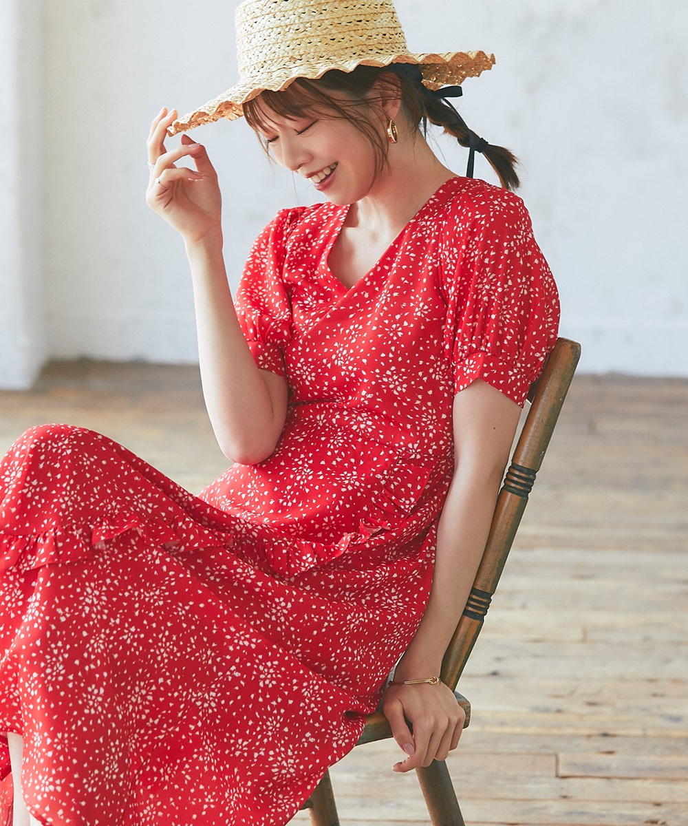 【石井亜美さんコラボ】小花カシュクール風ワンピース