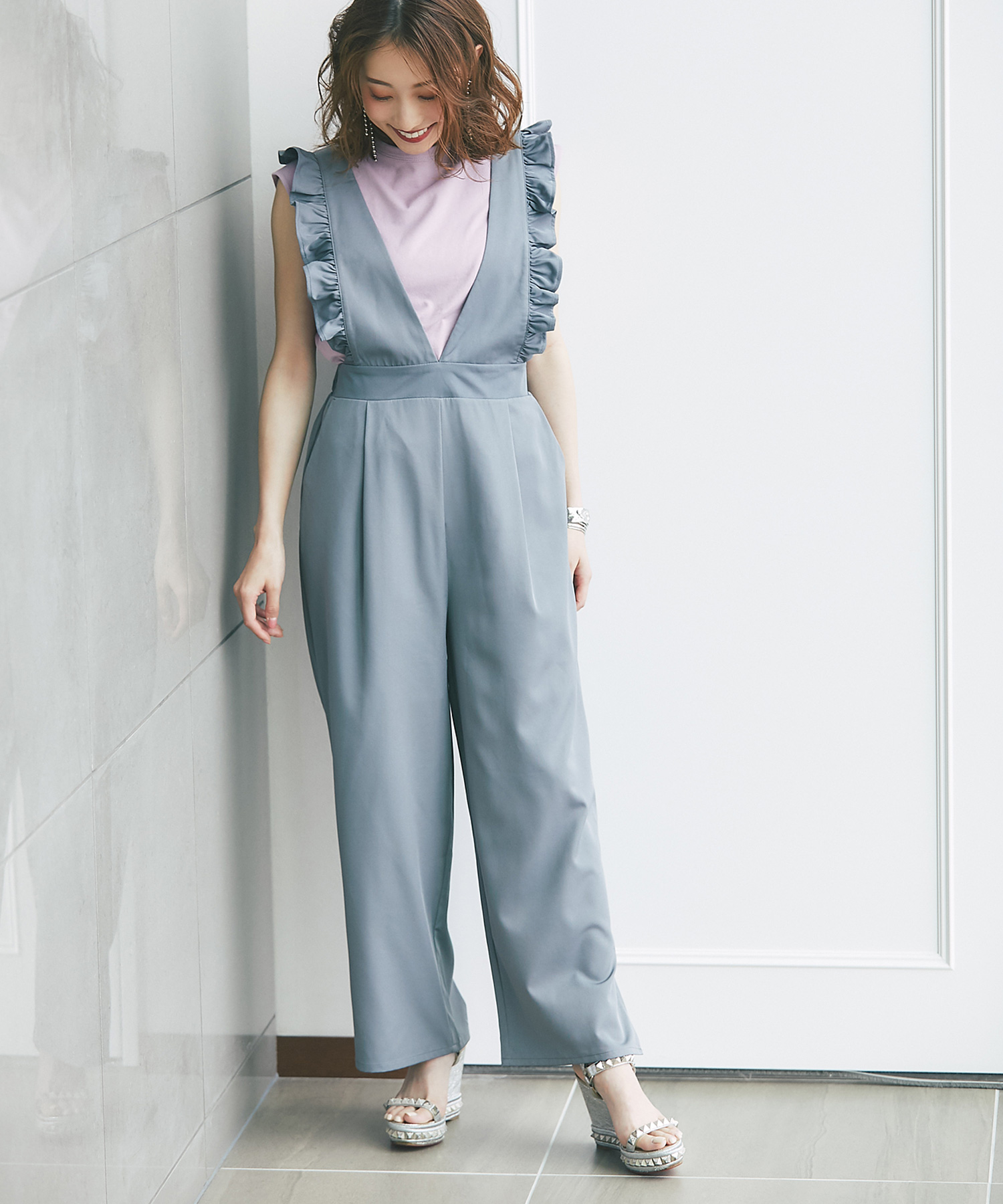 【冨張愛さん着用】フリル付きオールインワン