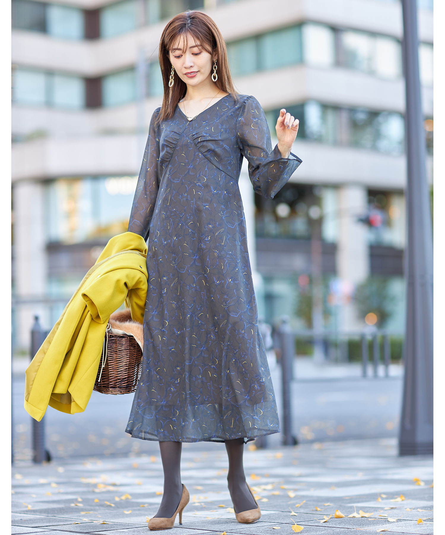 シアーフラワーロングワンピース