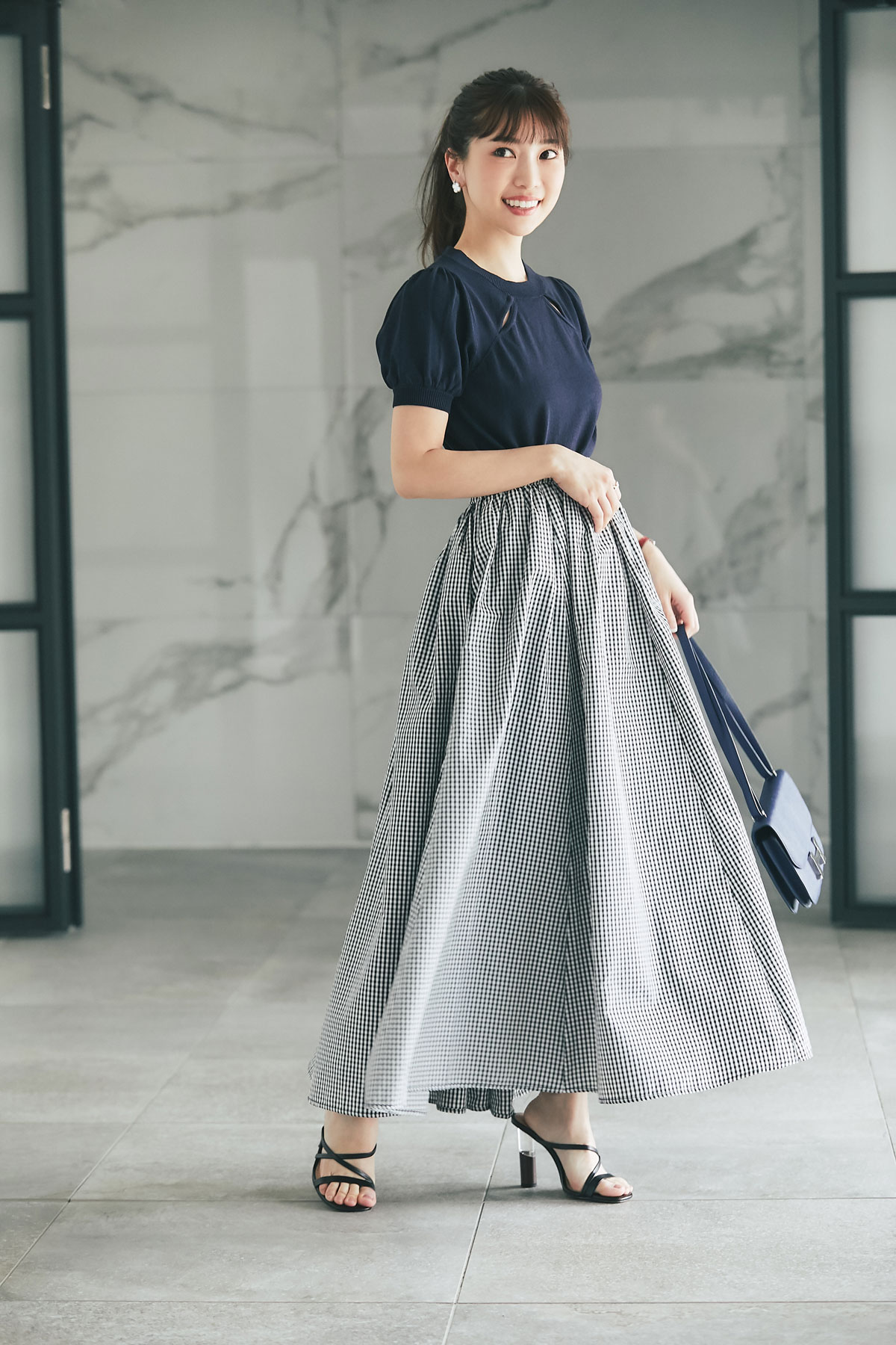 【喜田彩子さん着用】【@sa_youuさん着用】ギンガムチェックギャザースカート