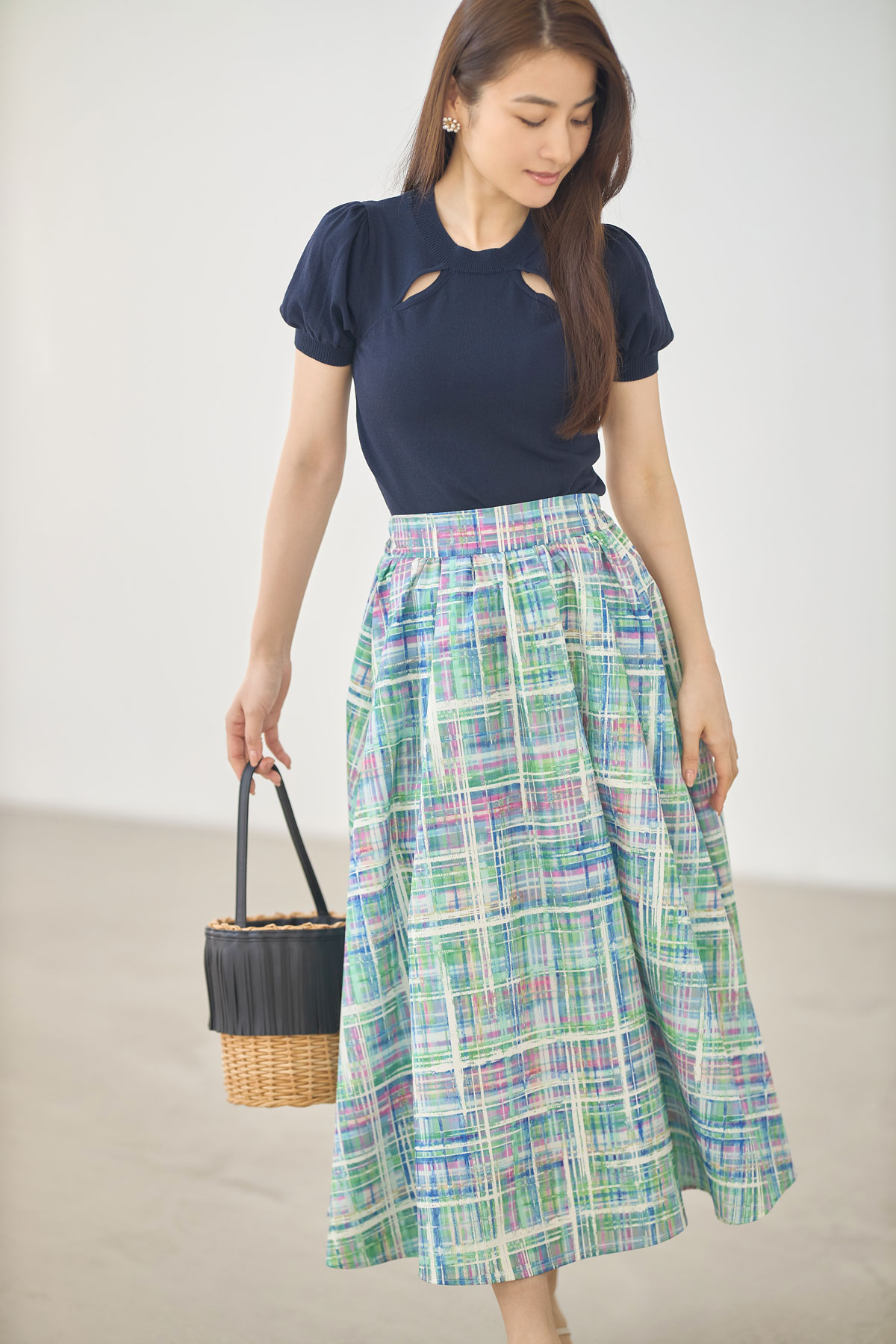 モザイクチェックフレアスカート