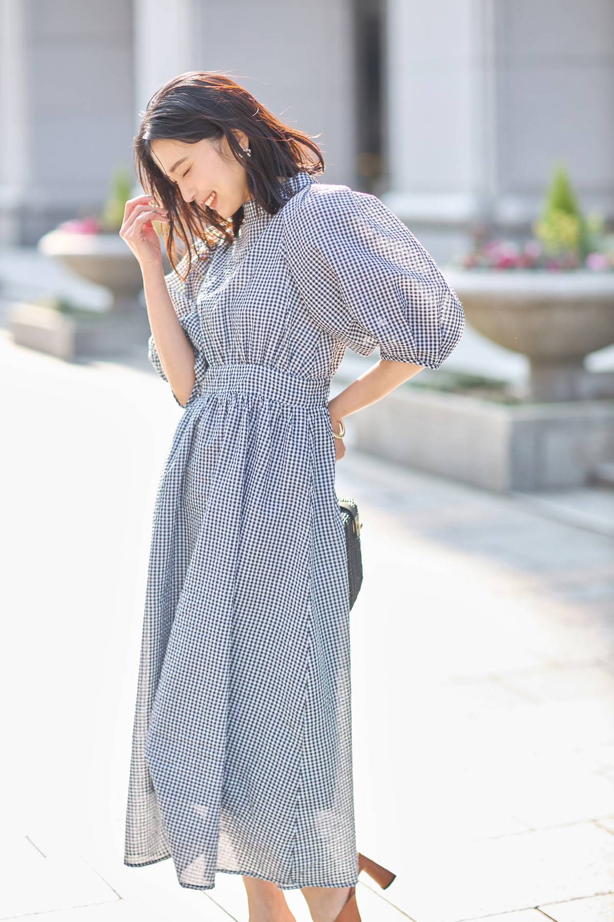 ギンガムチェックサッカーワンピース