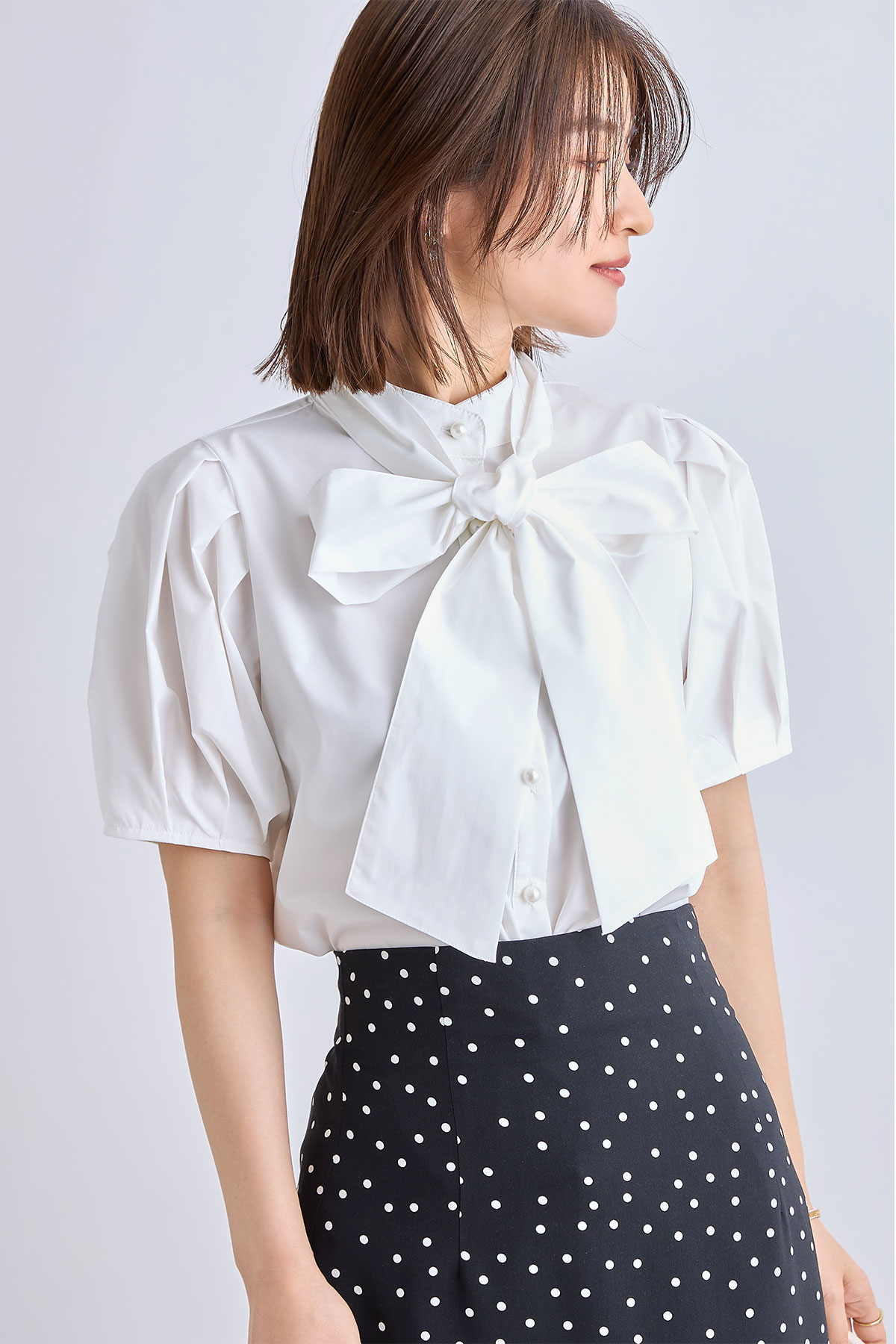 【＠57__raさんセレクト】2WAY取り外し可能ボウタイブラウス