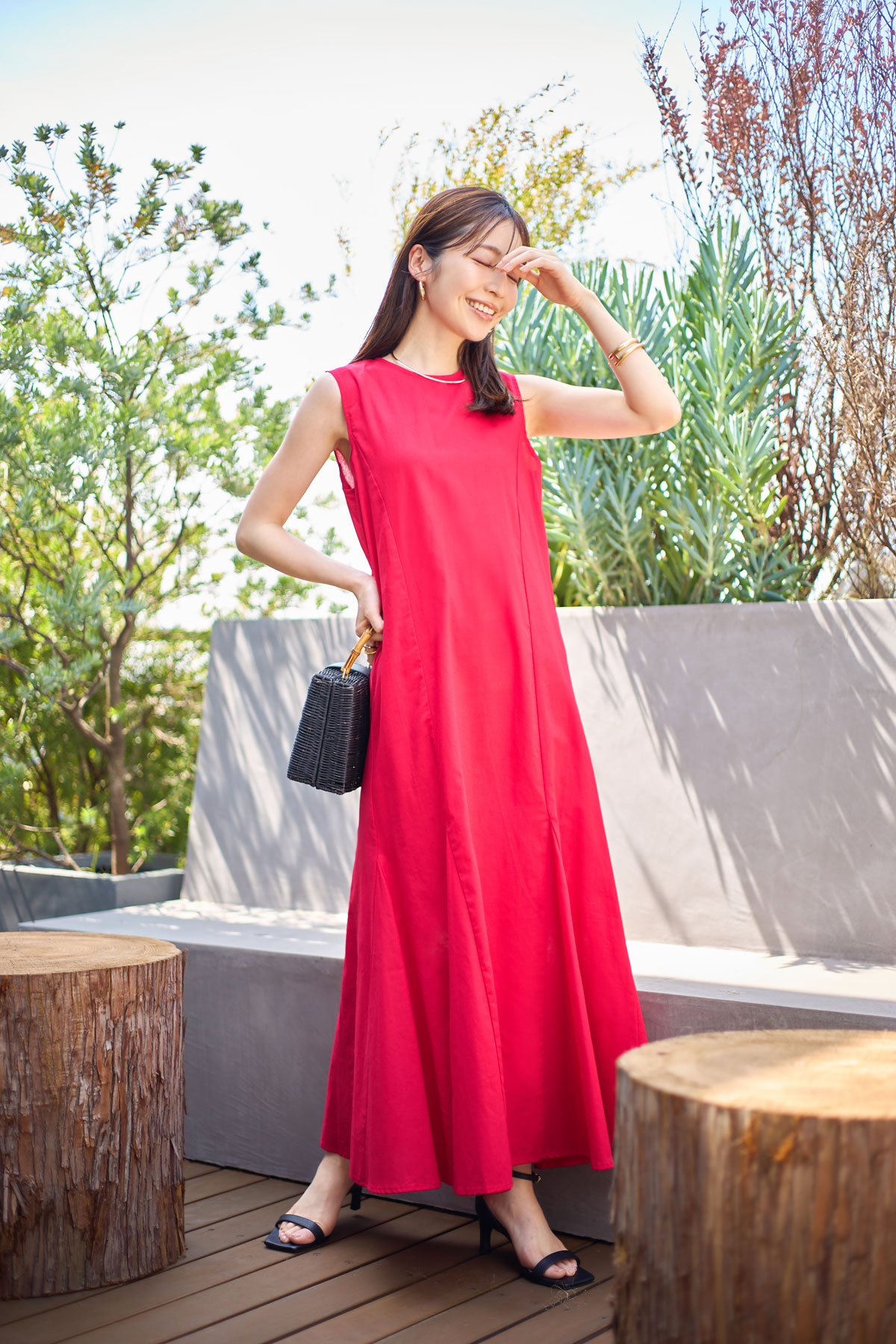 バックタックリネンマーメイドワンピース※一部店舗のみ入荷