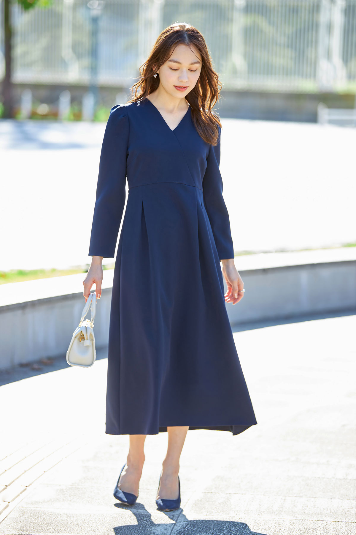 【&.NOSTALGIA navy】カシュクールライクワンピース