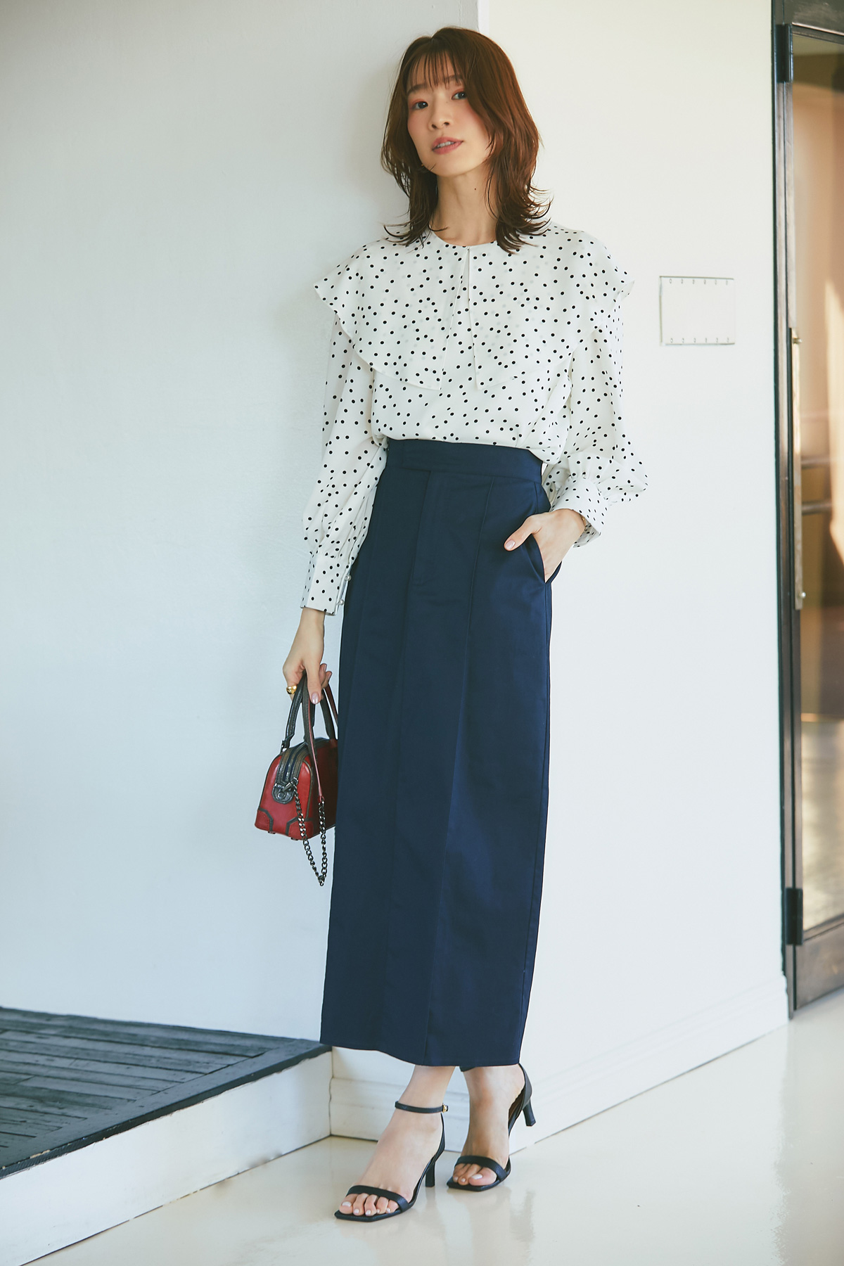 【SALE　】【石井亜美さん着用】ピンタックチノスカート＊SALE品につき返品/交換/注文確定後の変更キャンセル不可＊