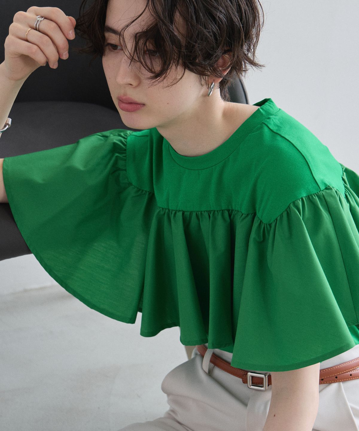 4月19日再販！フリルドッキングカットソー