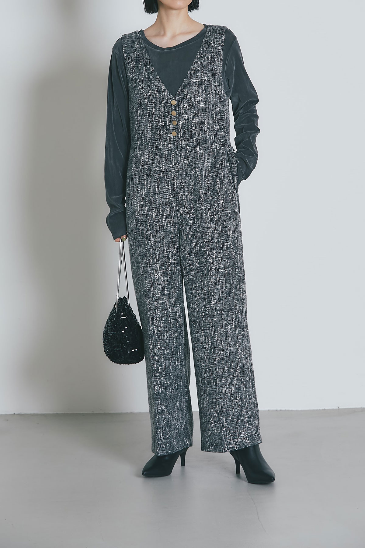 【SALE】12/7 HolidaySALE！ツイードロンパース＊SALE品につき返品/交換/注文確定後の変更キャンセル不可＊