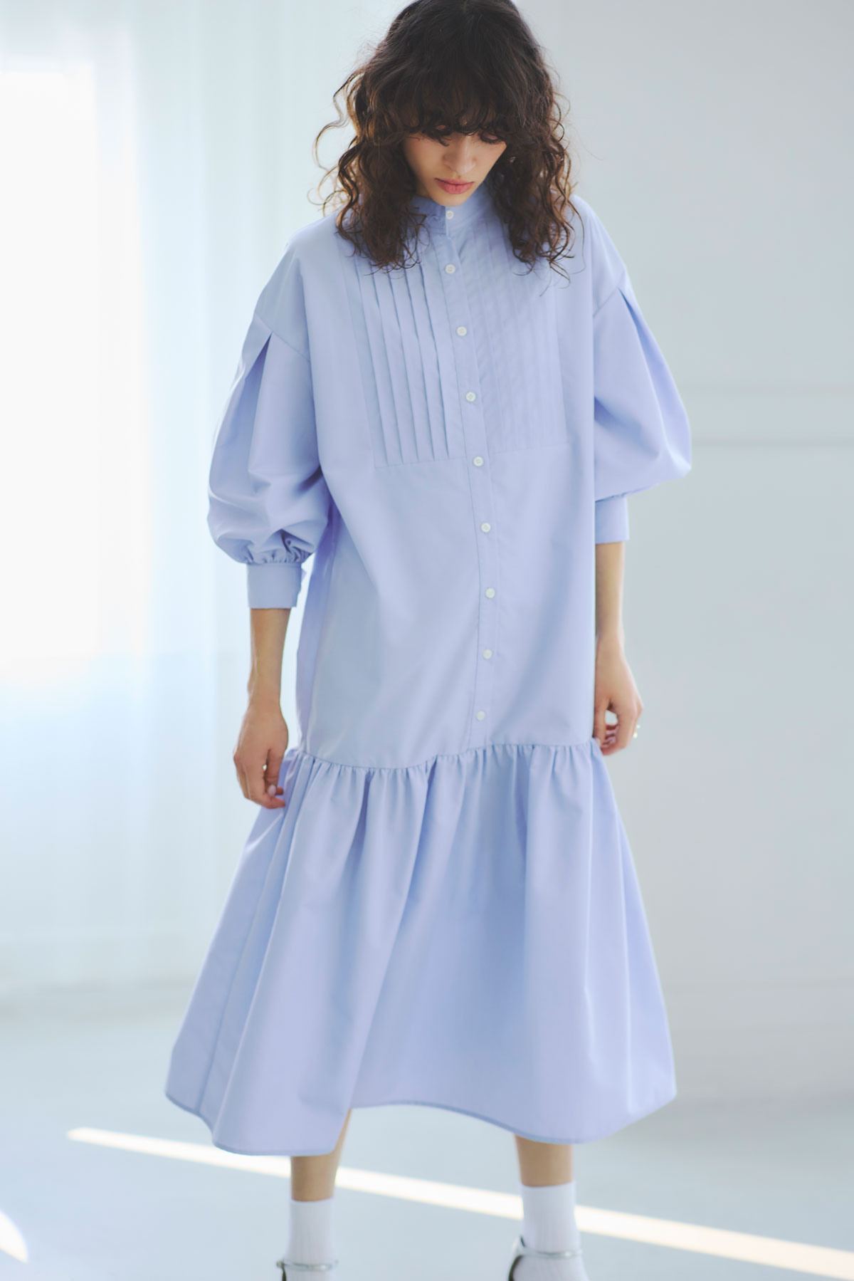 【3/15 SpringSALE】ピンタック裾切替シャツワンピース＊SALE品につき返品/交換/注文確定後の変更キャンセル不可＊