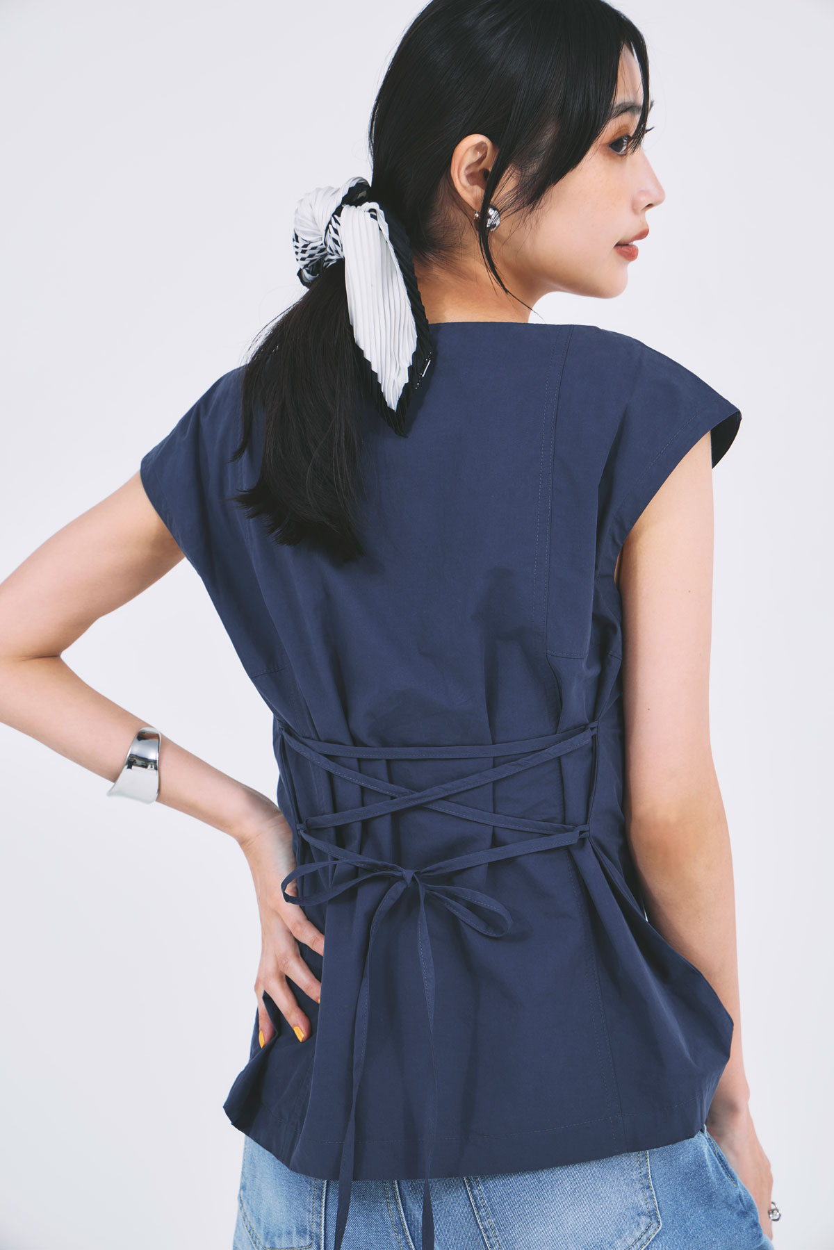 【SALE】【林田岬優さん着用】ウエストレースアップブラウス＊SALE品につき返品/交換/注文確定後の変更キャンセル不可＊