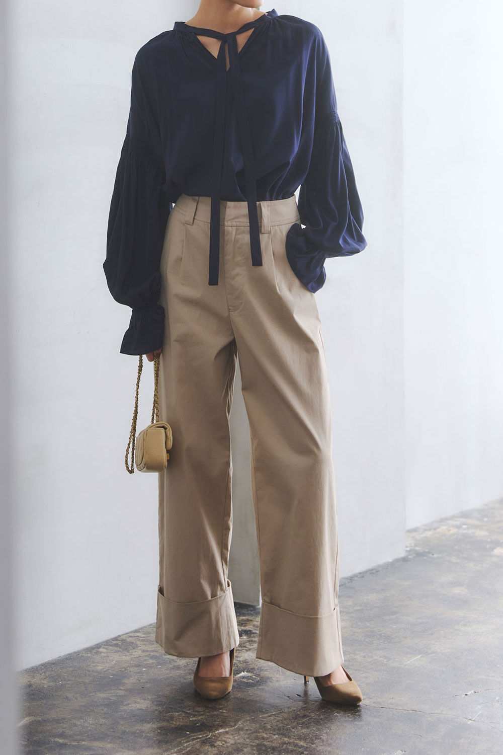 【SPRING SALE】ロールアップチノワイドパンツ＊SALE品につき返品/交換/注文確定後の変更キャンセル不可＊
