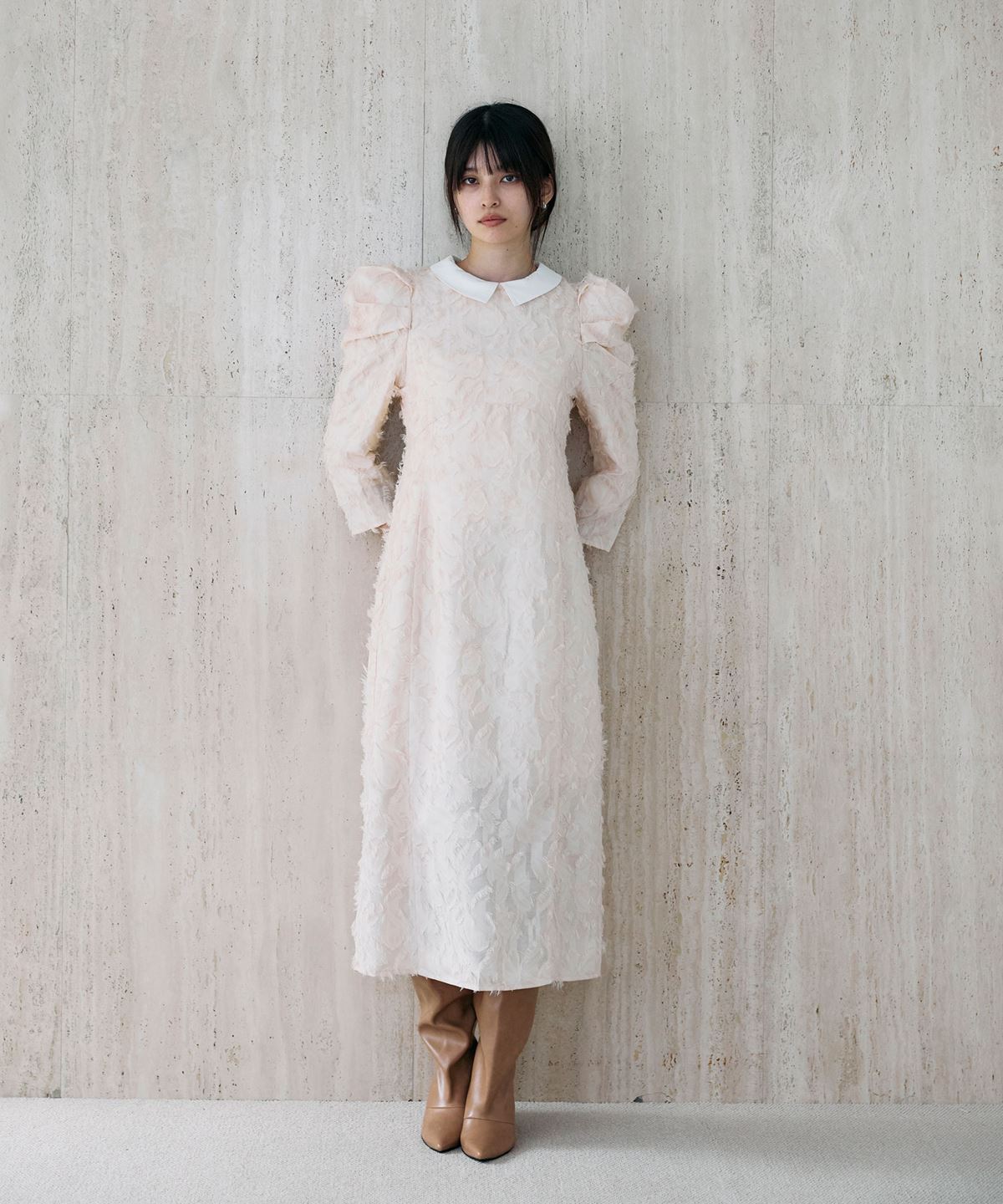 【宮本茉由さんカタログ着用】シャギージャガードドレス