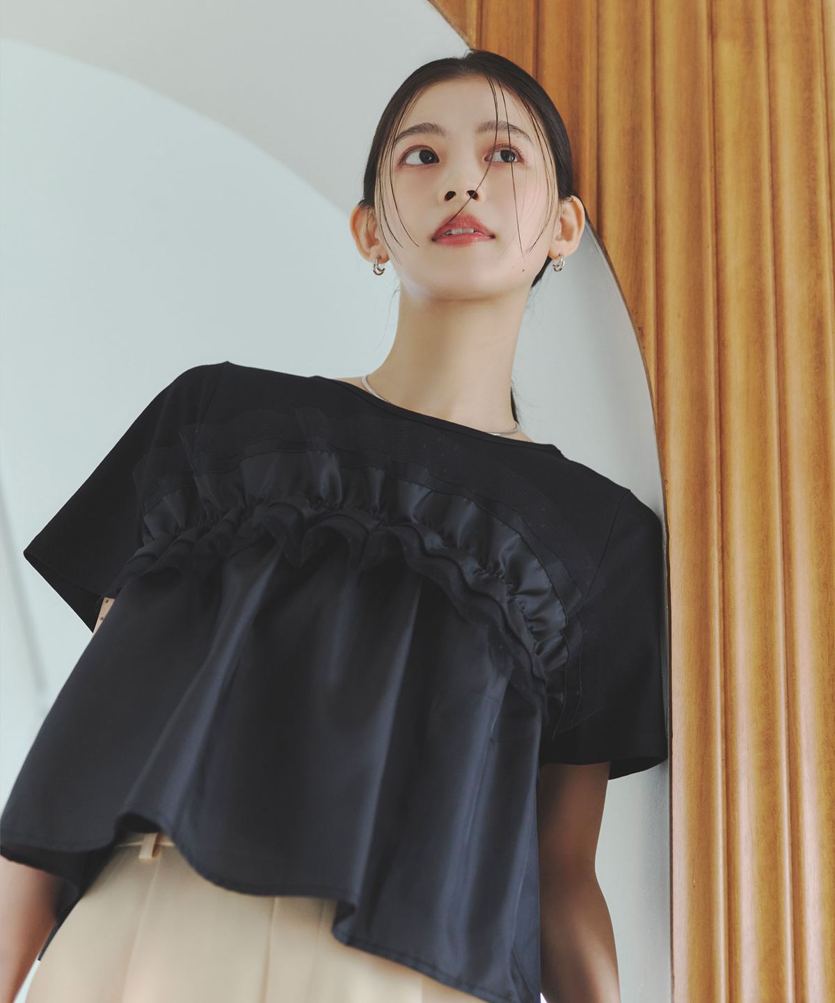 ドットフリルレイヤードTシャツ