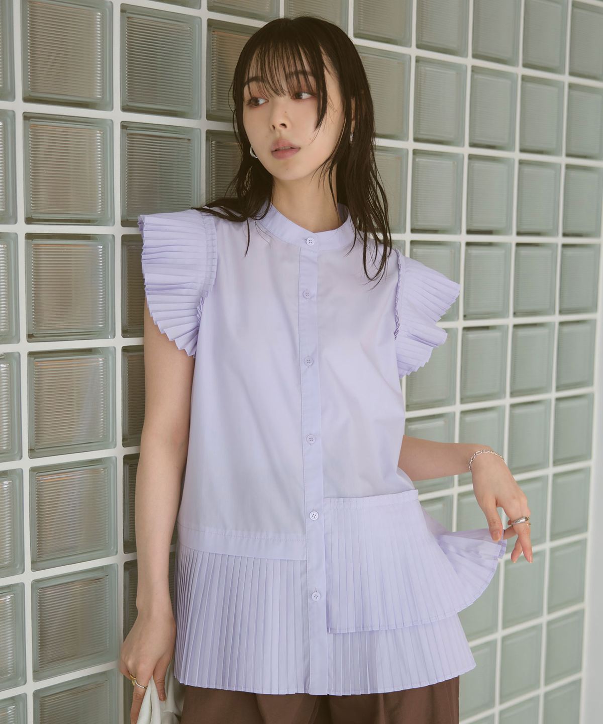 フレンチアシメプリーツブラウス