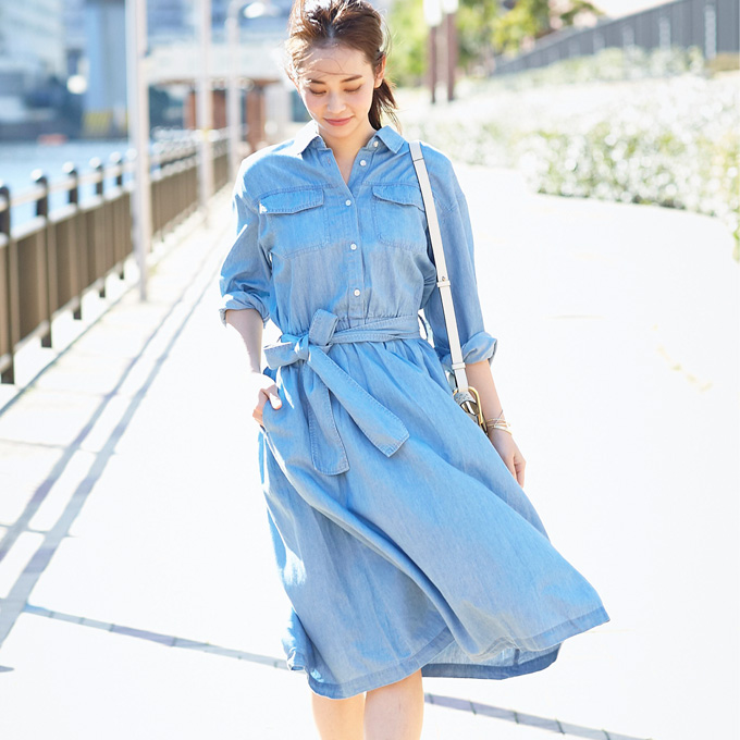 Denim Shirt One Piece レディース デニム ワンピース