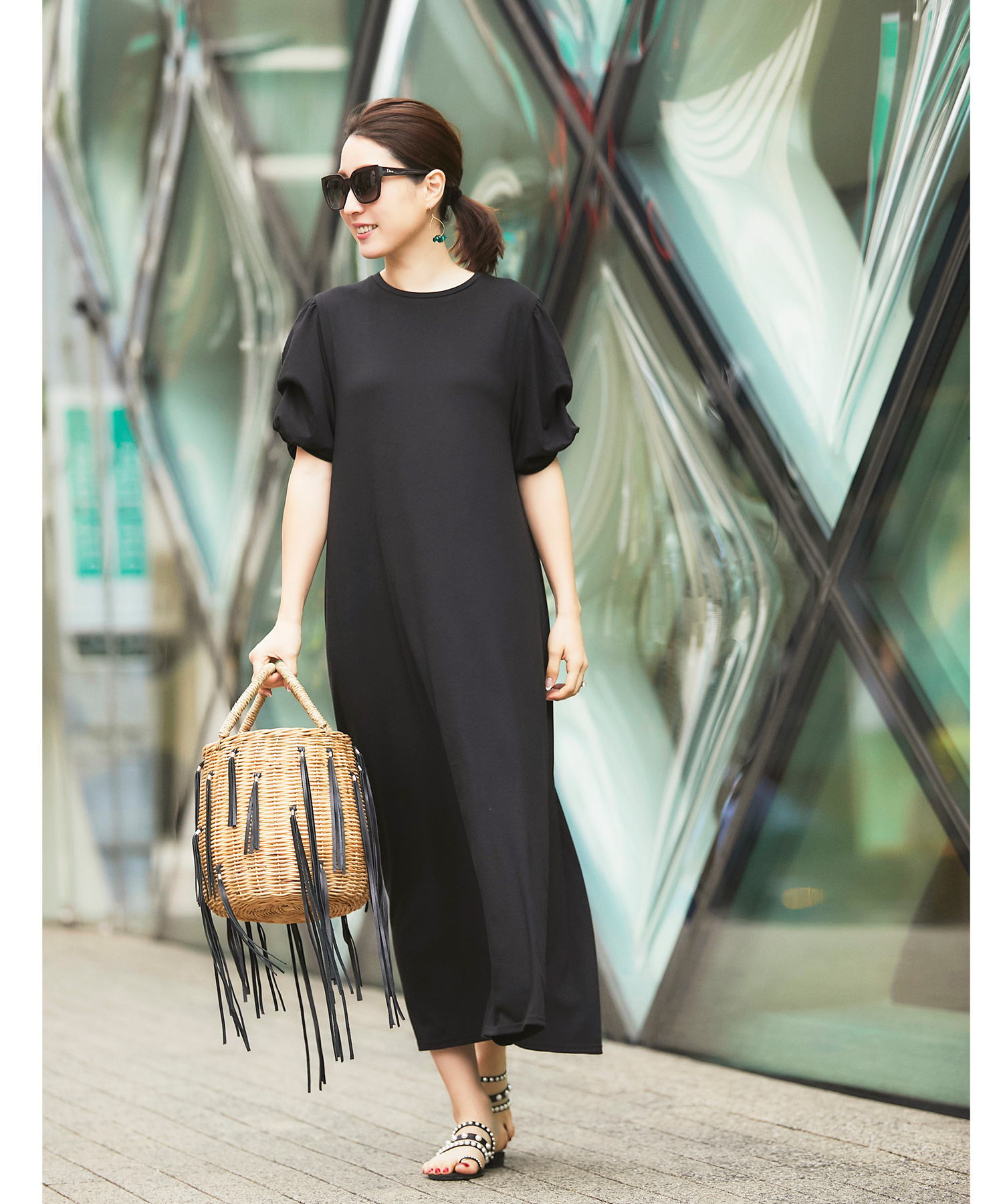 高田麻紀子さんコラボ 袖コンシャスカットソーワンピース