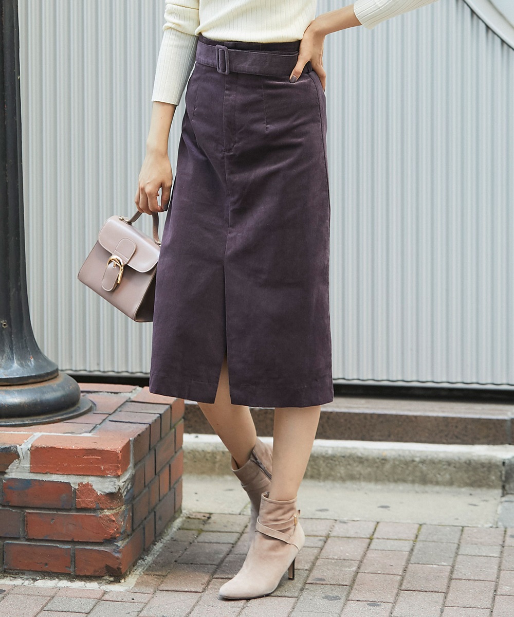 ウエストベルトコーデュロイロングスカート