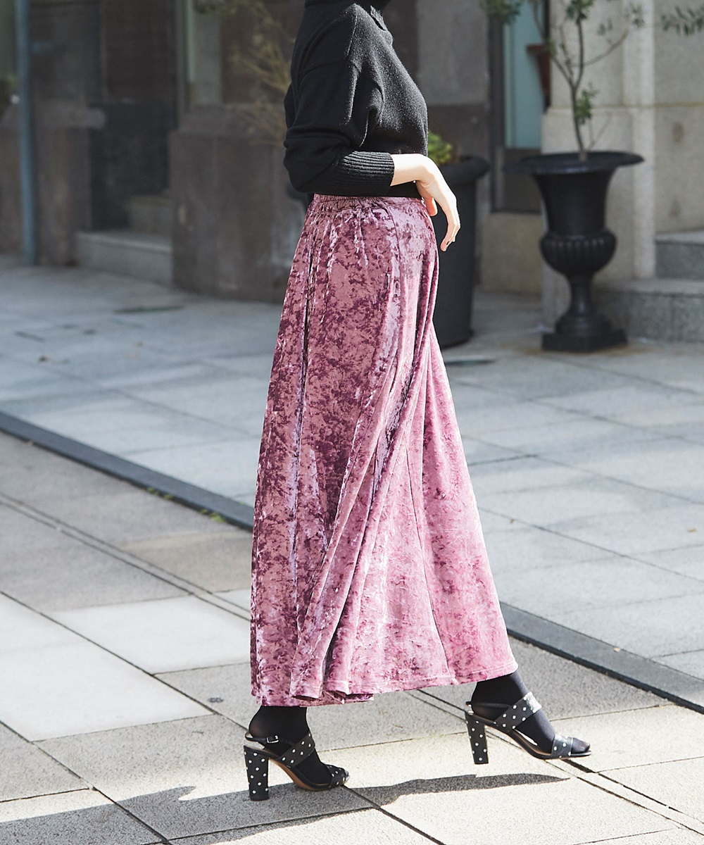 クラッシュベロアマキシスカート