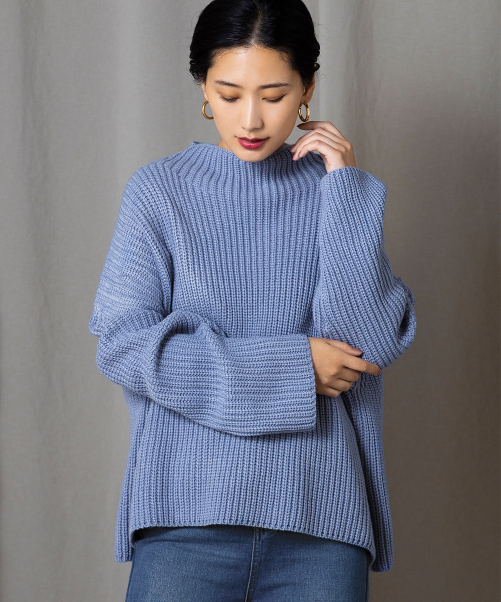 Yokoさんコラボ ボトルネック畦ニットプルオーバー