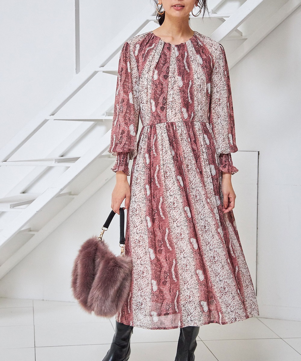パイソンライクシフォンタックワンピース