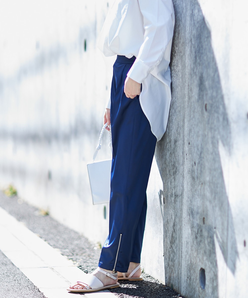 サイドファスナースリット パンツ