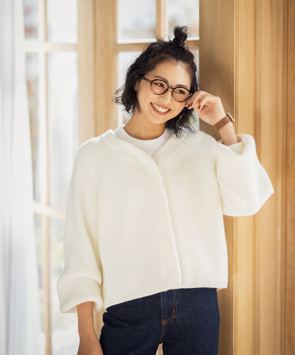 ボリューム畦ニットカーディガン