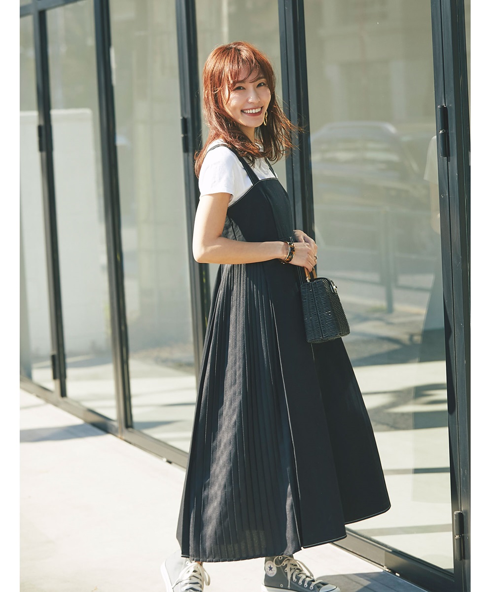 ストライプアシメティアードワンピース