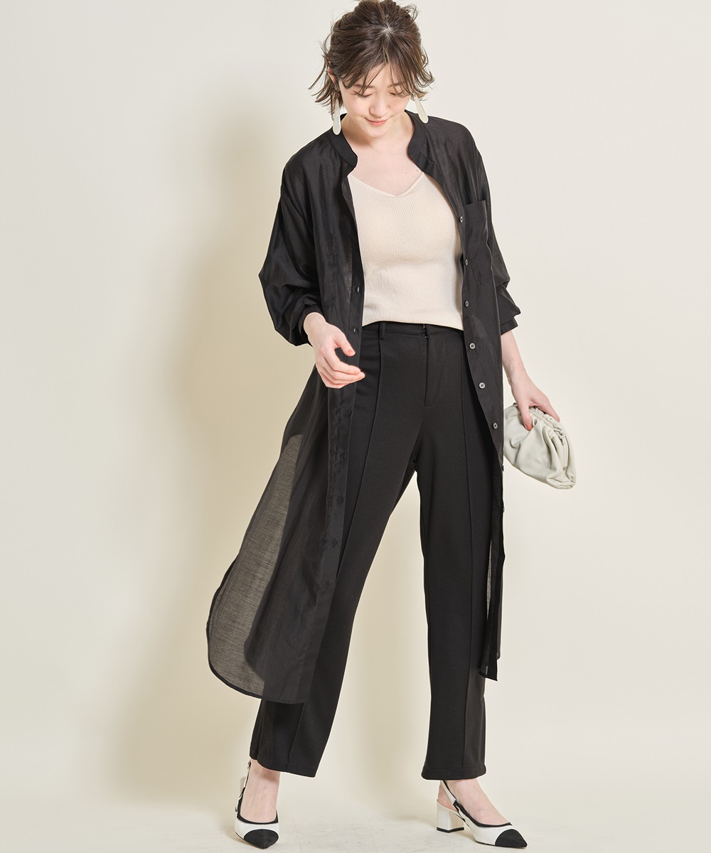 バックレースアップシアーシャツワンピース　《step into spring》