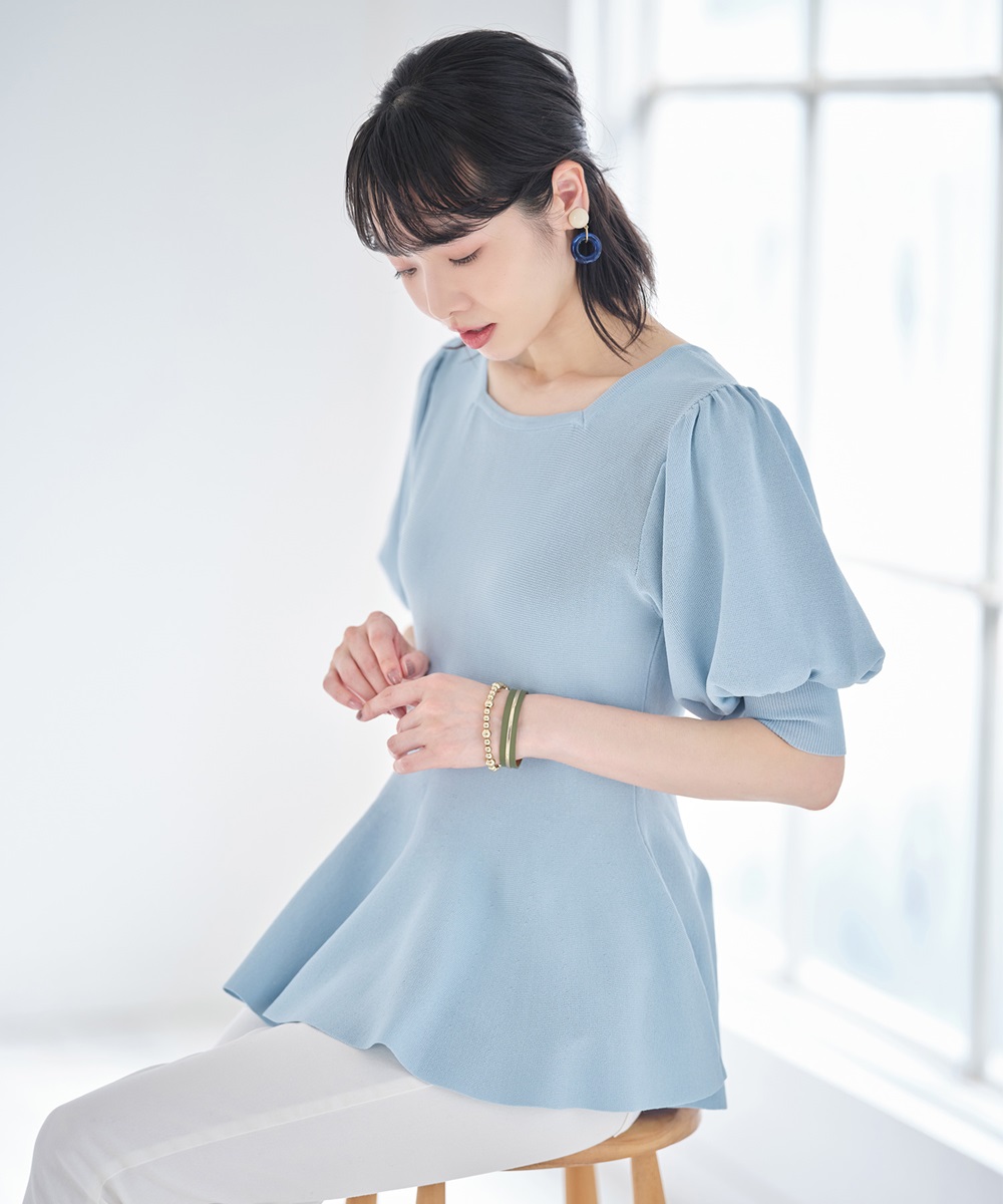 ボリュームスリーブペプラムプルオーバー《Suger Color Collection》
