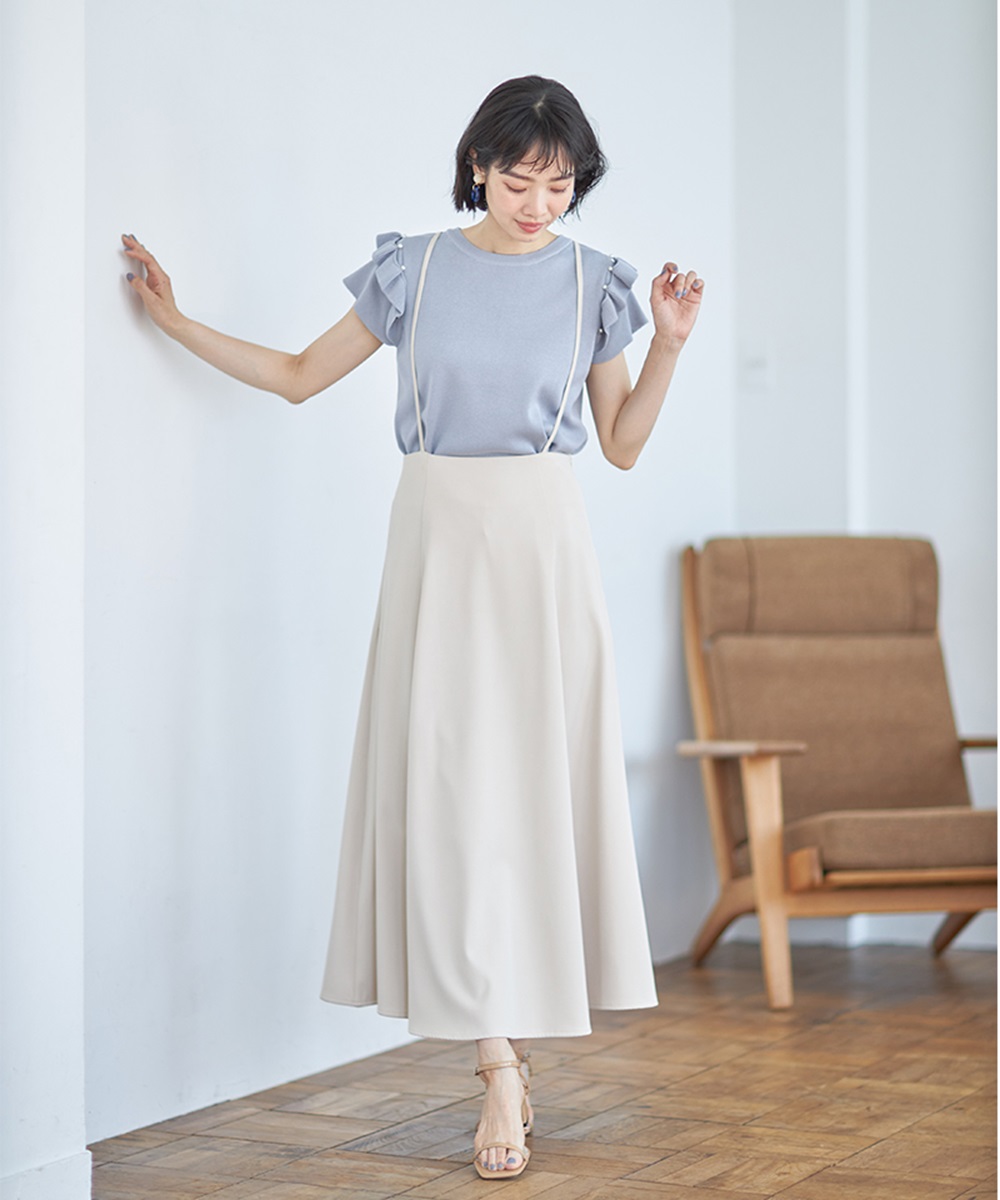 8月13日午前0:00 オフィシャルサイト限定再販！【笹川友里さん着用】サス付きロングフレアスカート