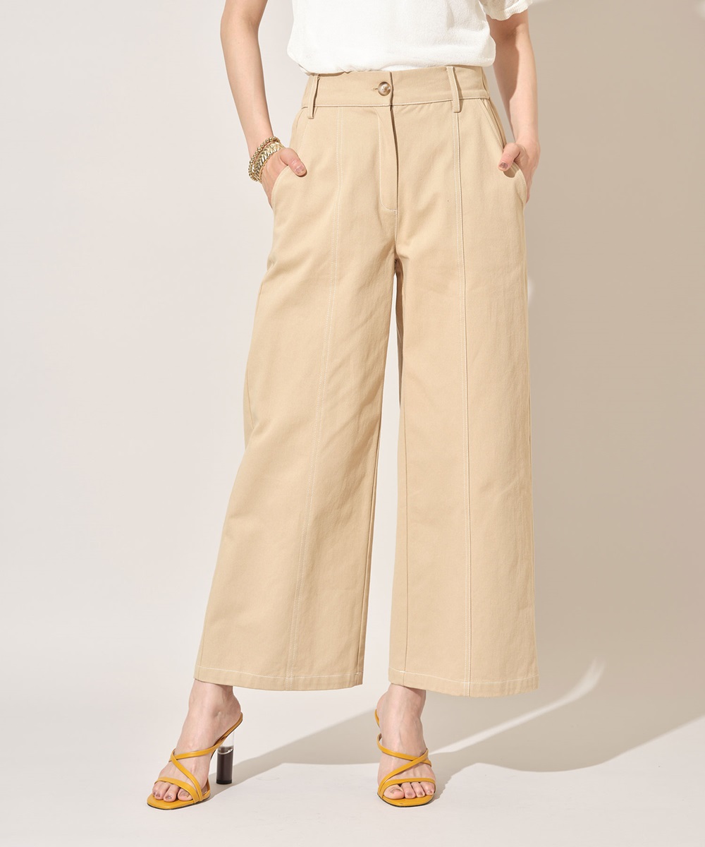 《石井亜美さんyoutube着用アイテム》配色ステッチワイドパンツ