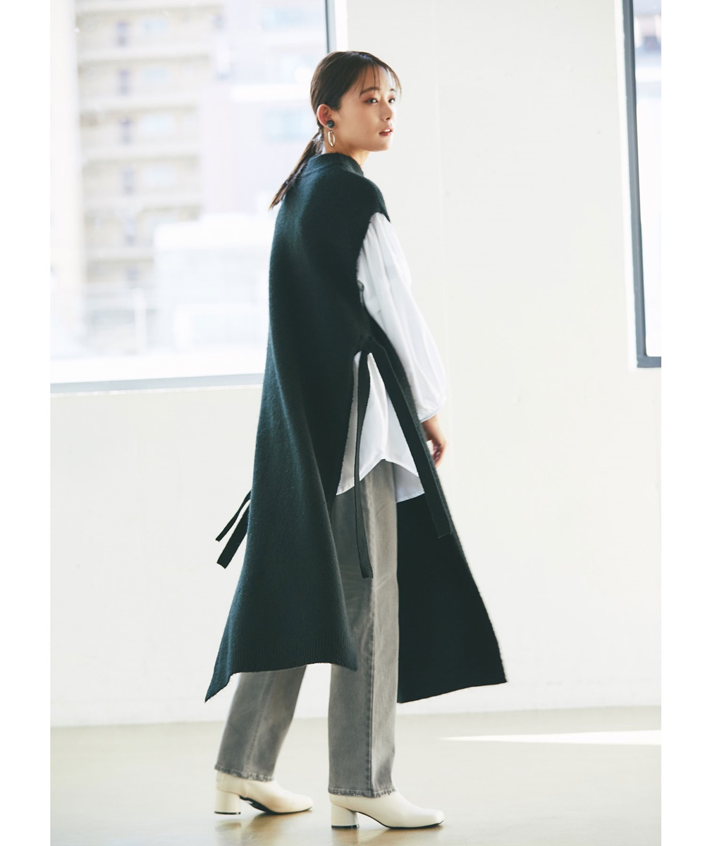 サイドスリットロングニットベスト 《WINTER KNIT COLLECTION》