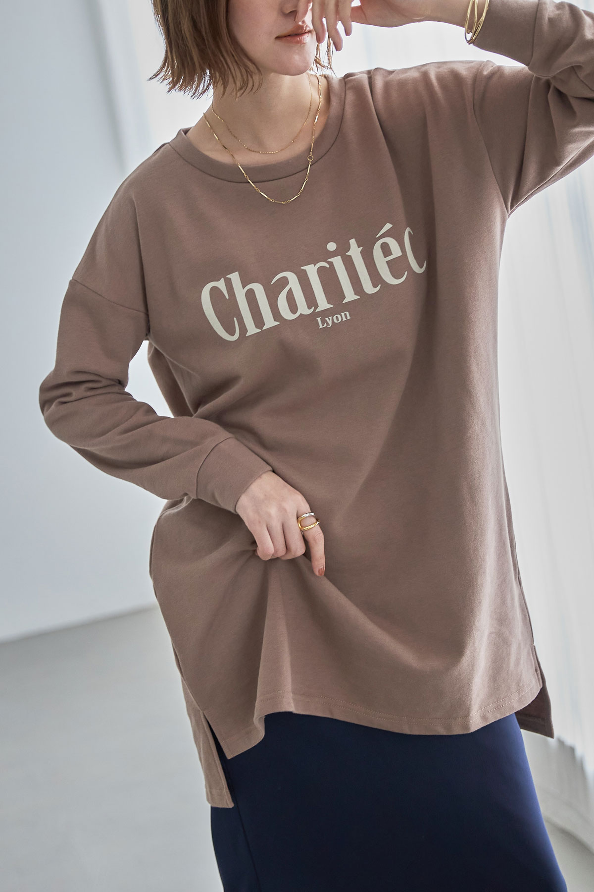 フロッキー裏毛長袖Tシャツ