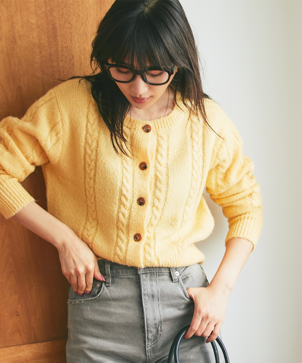 《柳橋唯さん着用》ケーブルモヘアカーディガン《WINTER KNIT COLLECTION》