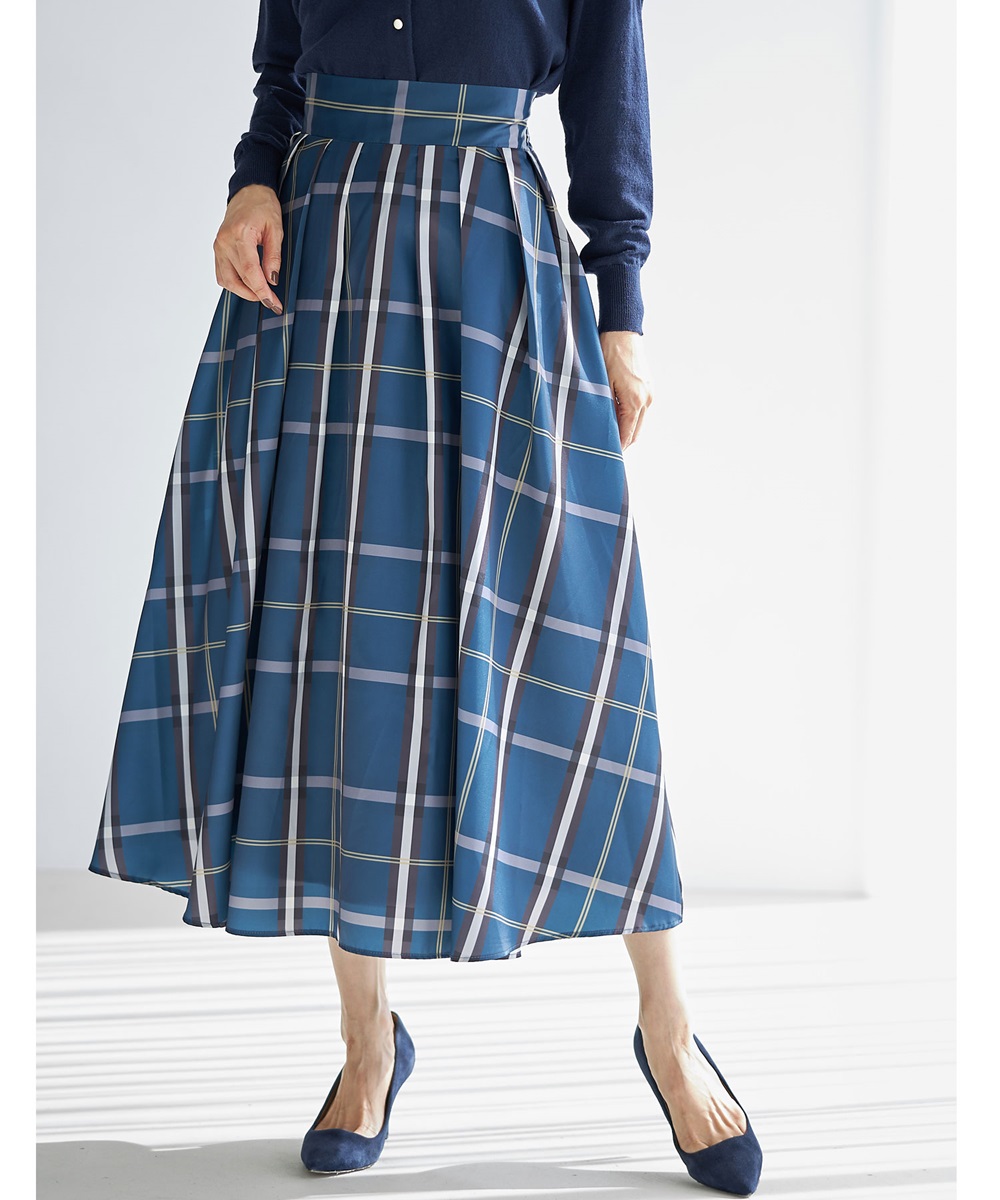 チェックタフタスカート＊SALE品につき返品/交換/注文確定後の変更キャンセル不可＊