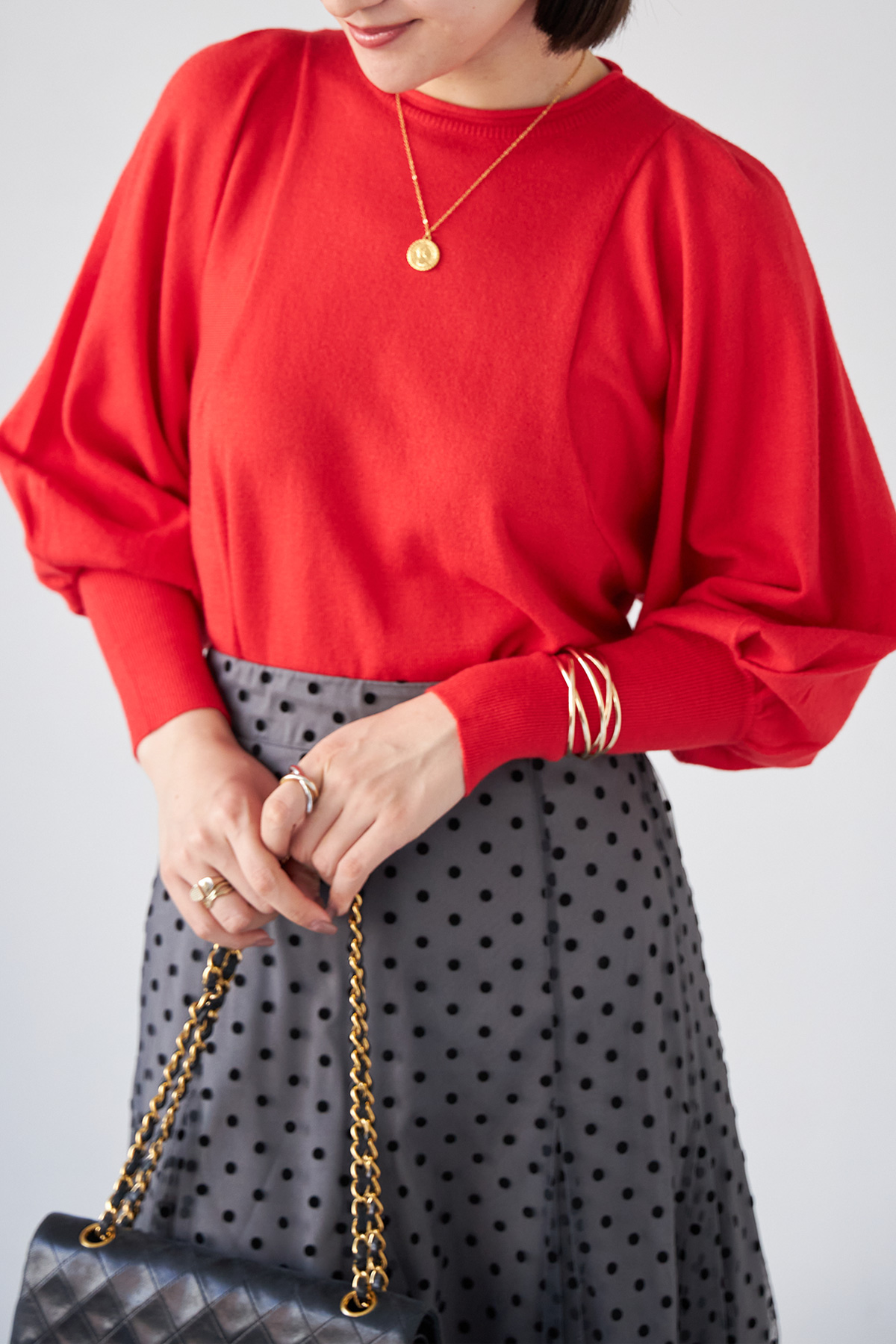 ボリュームスリーブニットプルオーバー